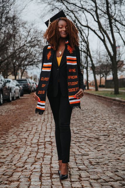 Senior graduation portrait on campus — Detroit, MI (3)