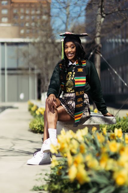Senior graduation portrait on campus — Detroit, MI (68)