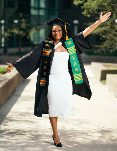 Senior graduation portrait on campus — Detroit, MI (43)