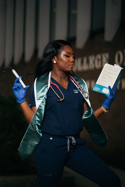 Senior graduation portrait on campus — Detroit, MI (48)