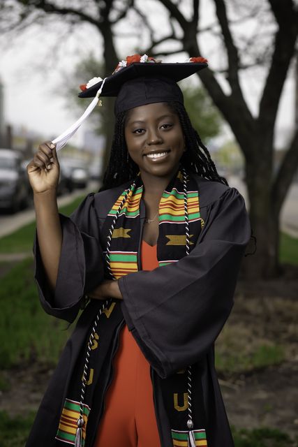Senior graduation portrait on campus — Detroit, MI (58)