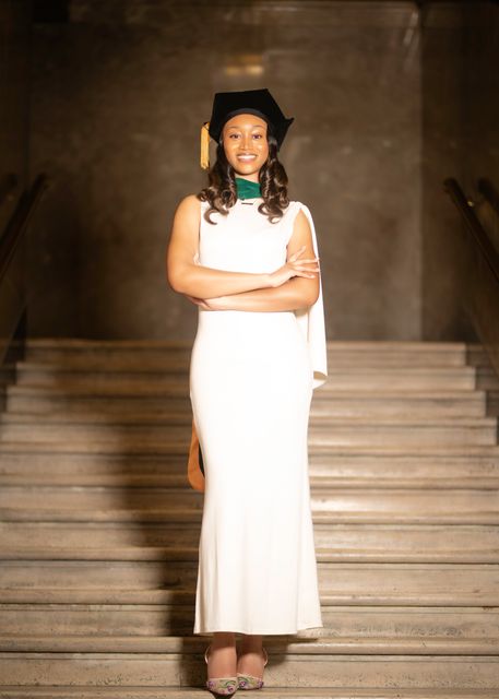 Senior graduation portrait on campus — Detroit, MI (58)